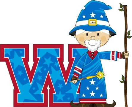 W is for Wizard Alphabet learning Illustration Stockillustratie