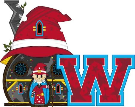 W is for Wizard Alphabet learning Illustration Stock-Illustration
