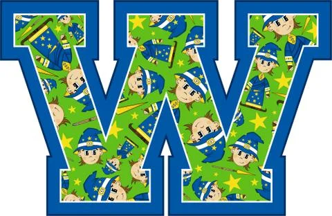 W is for Wizard Alphabet learning Illustration Stock-Illustration