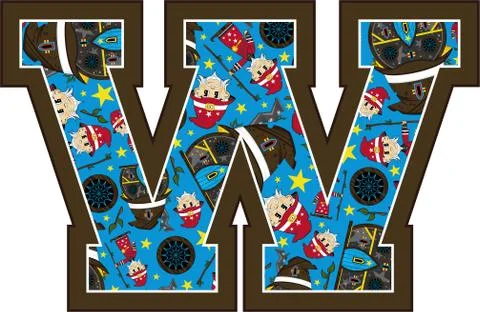 W is for Wizard Alphabet learning Illustration 스톡 일러스트