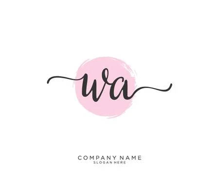 WA Initial handwriting logo design Stock Illustration