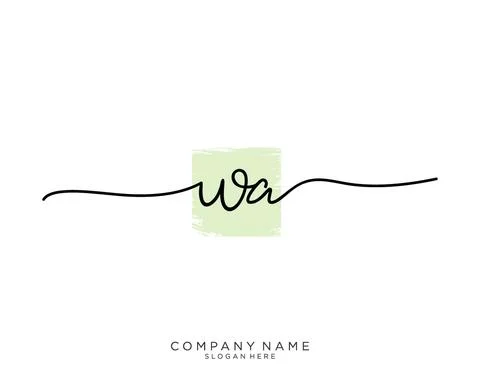WA Initial handwriting logo design Stock Illustration