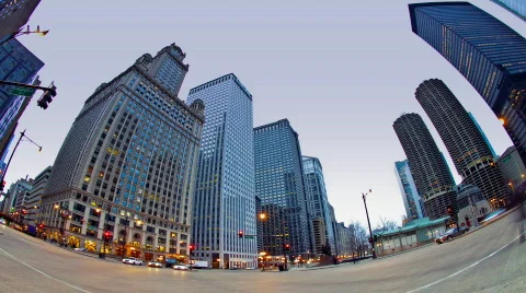 Wabash &amp; Wacker Day to Night 스톡 동영상 661990