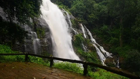Wachira Than Waterfall in Doi Inthanon National Park, Chiang Mai Province Stock Footage 80412260