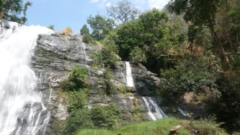 Wachirathan Falls in Doi Inthanon National Park in Thailand Stock Footage 124142884