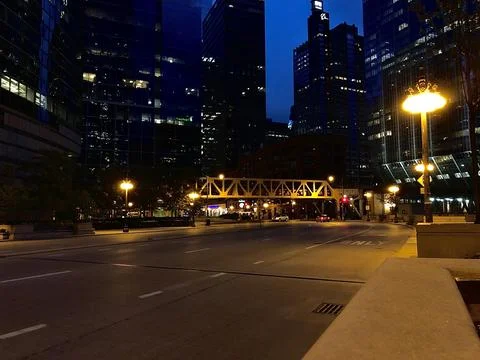 Wacker Drive, Chicago at Night Stock Photos