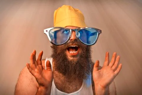 Wacky excited bearded heaven Stock Photos