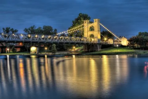 Waco Bridge at night Stock Photos