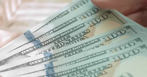 A wad of one hundred dollars Stock Footage 321751175