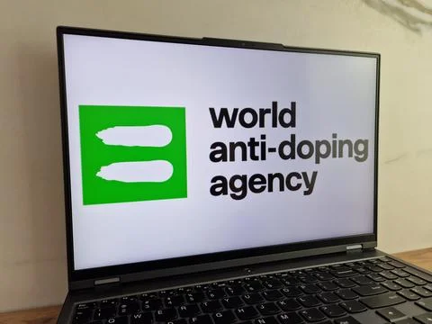WADA logo displayed on laptop Stock Photos