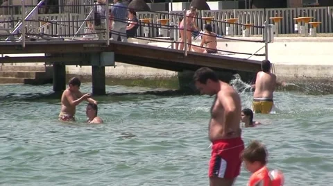 Waders in the Adriatic Sea Stock-Footage 1060989