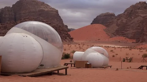 Wadi Rum desert  accommodations Video stock 83446997