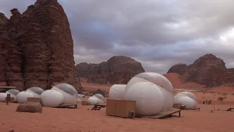 Wadi Rum desert  accommodations Stock Footage 83446998