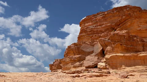Wadi Rum Desert, Jordan, Middle East-- also known as The Valley of the Moon Stock Footage 134378932