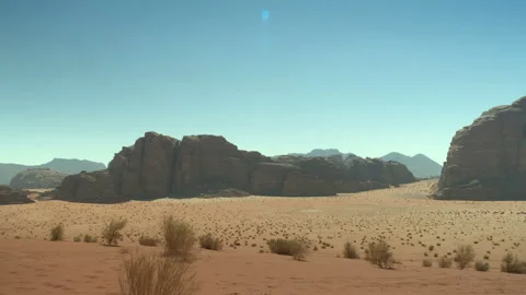 Wadi Rum desertic landscape panoramic view Stock Footage 308253263