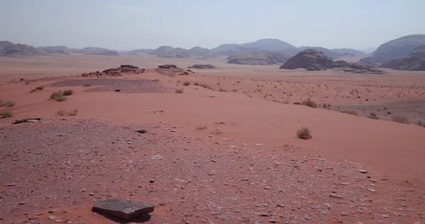 Wadi Rum Drone DJI 4K - red sand close up fly 2 Stock Footage 90289231
