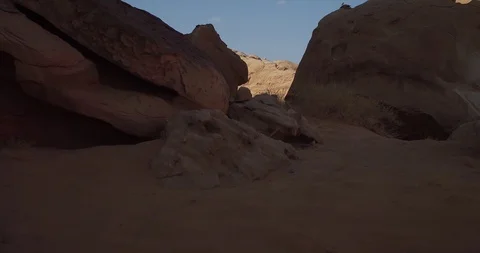 Wadi Rum Drone DJI 4K - canyon bridge 2 Stock Footage 90290886