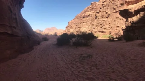 Wadi Rum, Jordan, November 2019 - A canyon that has a sign on the side of a Stock Footage 218972553