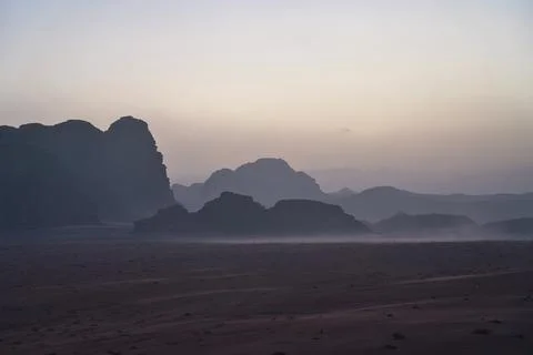 Wadi Rum &amp; Sunset 2 Stock Photos