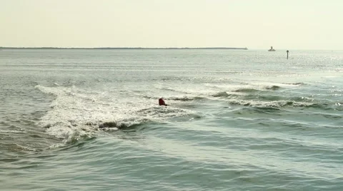 Wading Buoy In The Ocean Stock Footage 47463183