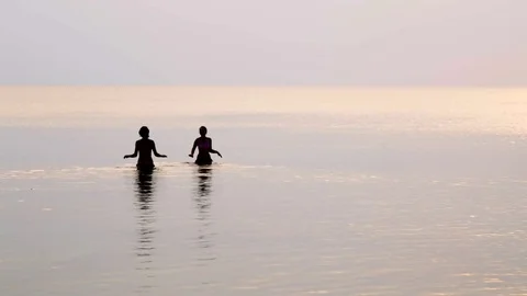 Wading In To The Sea Stock Footage 81214830