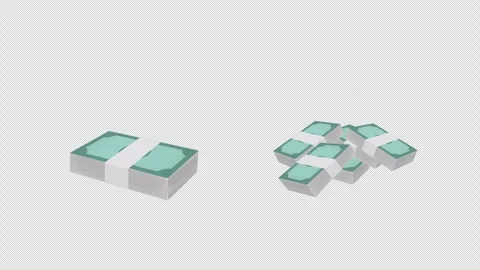 Wads of money falling to the ground - Stack of bank notes motion alpha channel Stock Footage 262514377