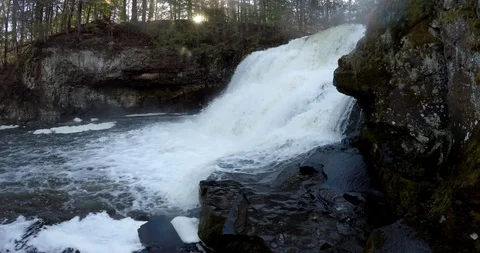 Wadsworth Falls Close Pan Right Stock Footage 88790961