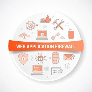 Waf web application firewall concept with icon concept with round or circle s Stock Illustration