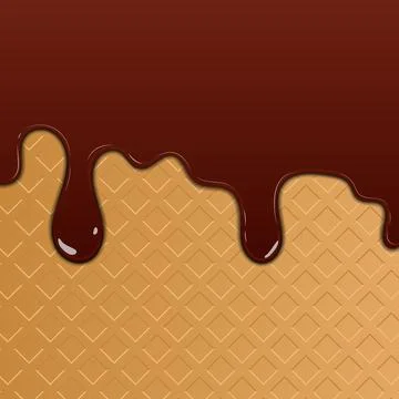 Wafer and dripping chocolate, vector illustration Stock Illustration
