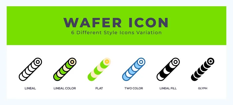 Wafer icon set with different styles. Icons designed in filled. outline. fl.. Stock-Illustration