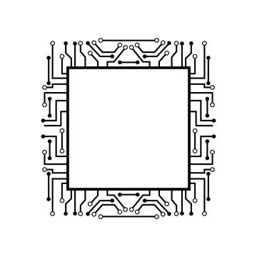 Wafer microchip frame cartoon vector illustration 스톡 일러스트