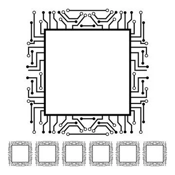 Wafer microchip frame cartoon vector graphic Illustrazione stock