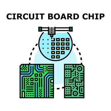 Wafer processing and electronic circuit board manufacturing concept Stock Illustration