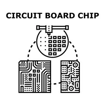 Wafer processing and electronic circuit board manufacturing concept Stock Illustration