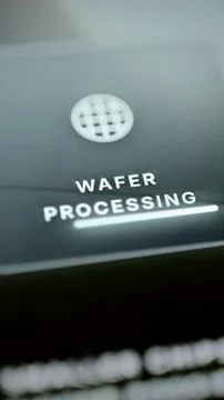 Wafer processing label on gray touchscreen Stock Photos