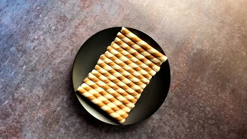 Wafer roll cookie Stock Footage 157129369