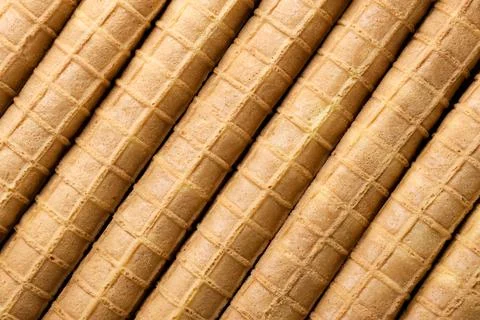 Wafer rolls background. Top view Stock Photos