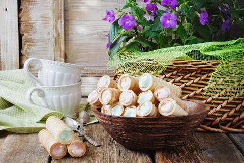 Wafer rolls Stock Photos