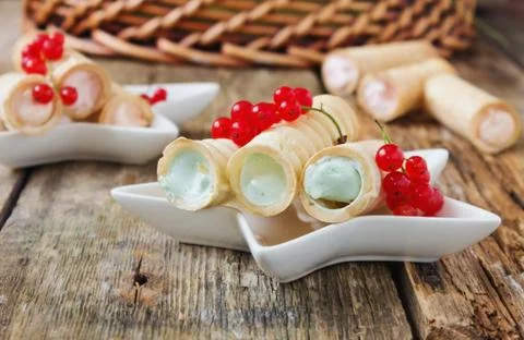 Wafer rolls Stock Photos