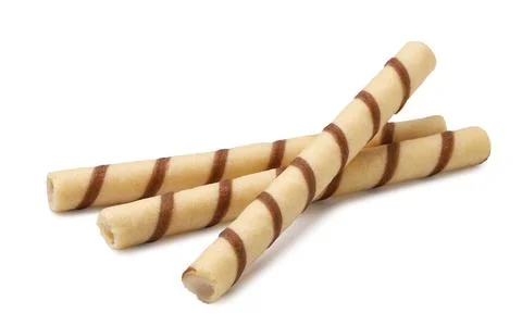 Wafer rolls on a white background. Top view Stock Photos