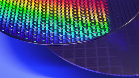 Wafer silicon used in electronic integrated circuits. Stock Footage 346518740