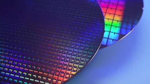 Wafer silicon used in electronic integrated circuits. Stock Footage 346519060
