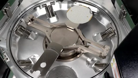 Wafer, slice of semiconductor for fabrication of integrated circuits Stock Footage 295378730