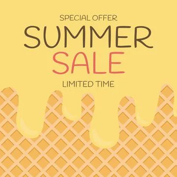 Wafer texture Ice cream summer sale background. Vector Illustration Stock Illustration