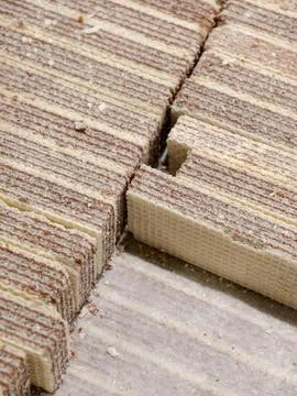 Wafers arranged in multiple rows inside a box displayed in a supermarket, f.. Stock Photos