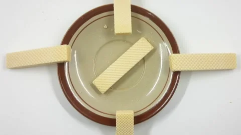 Wafers rotating into a cross pattern on a plate, motion footage Stock Footage 330165367