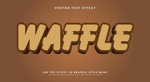 Waffle 3d editable text effect template Illustrazione stock