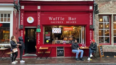 Waffle bar. Bruges. Stock Footage 232028897