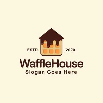 Waffle with basic house shape cartoon logo vector on light background Stock Illustration