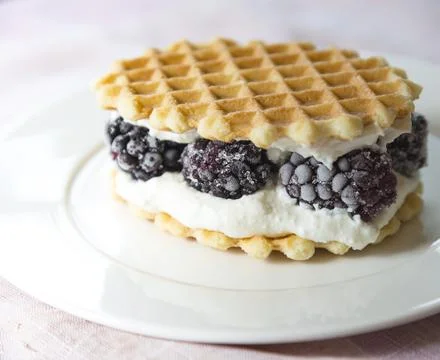 Waffle with berries Stock Photos